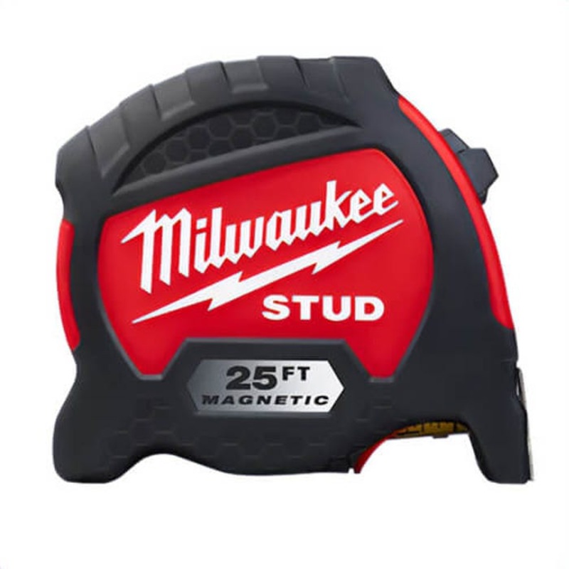 Milwaukee 48-22-9725M Stud Magnetic Measuring Tape with Belt Clip, 25 ft, Steel Blade