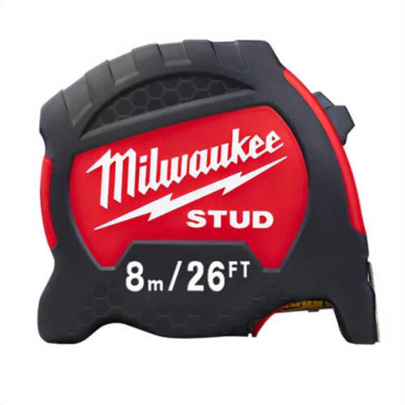 Milwaukee 48-22-9726 Stud Measuring Tape with Belt Clip, 26 ft, Steel Blade