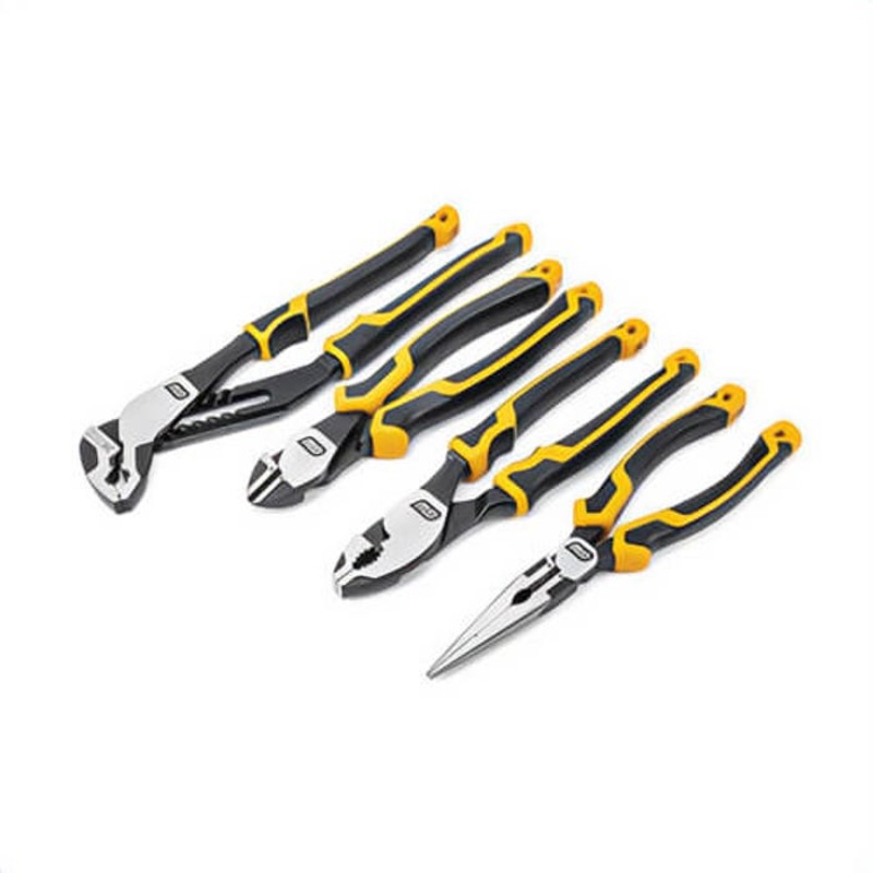Gearwrench 82203C Tether Ready Pitbull Straight Dual Material Handle Mixed Plier Set, 4 pc, ASME