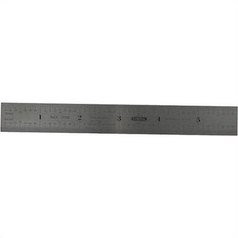 General 308 Economy Precision Flexible Steel Ruler with Decimal Equivalents Table, 3/4 in W x 6 in L