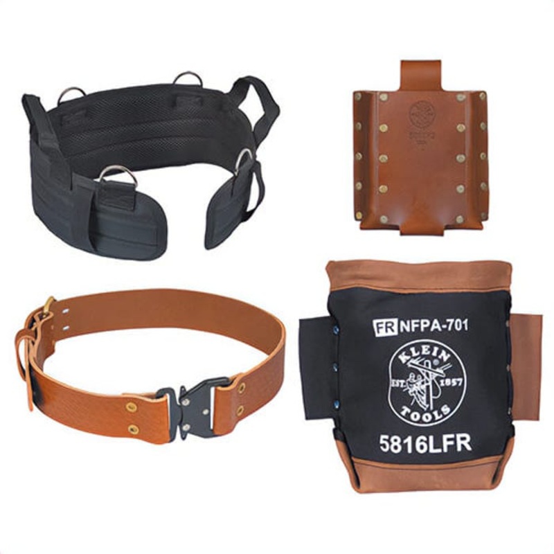 Klein 5800HPBM Rodbuster Toolbelt Set, Leather, Steel, Brass, Brown/Black, Medium