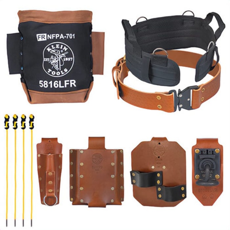 Klein 5800IWBM Ironworker Complete Toolbelt System, Leather, Steel, Brass, Brown/Black, Medium