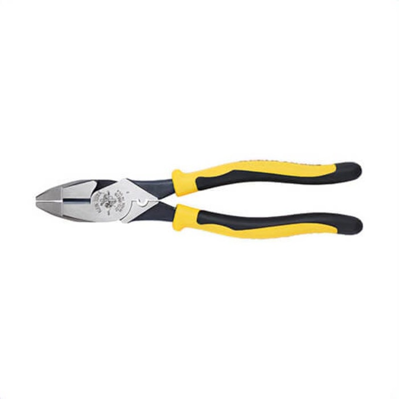 Klein J213-9NECR Journeyman High Leverage Side Cutting/Connector Crimping Pliers, 9 in