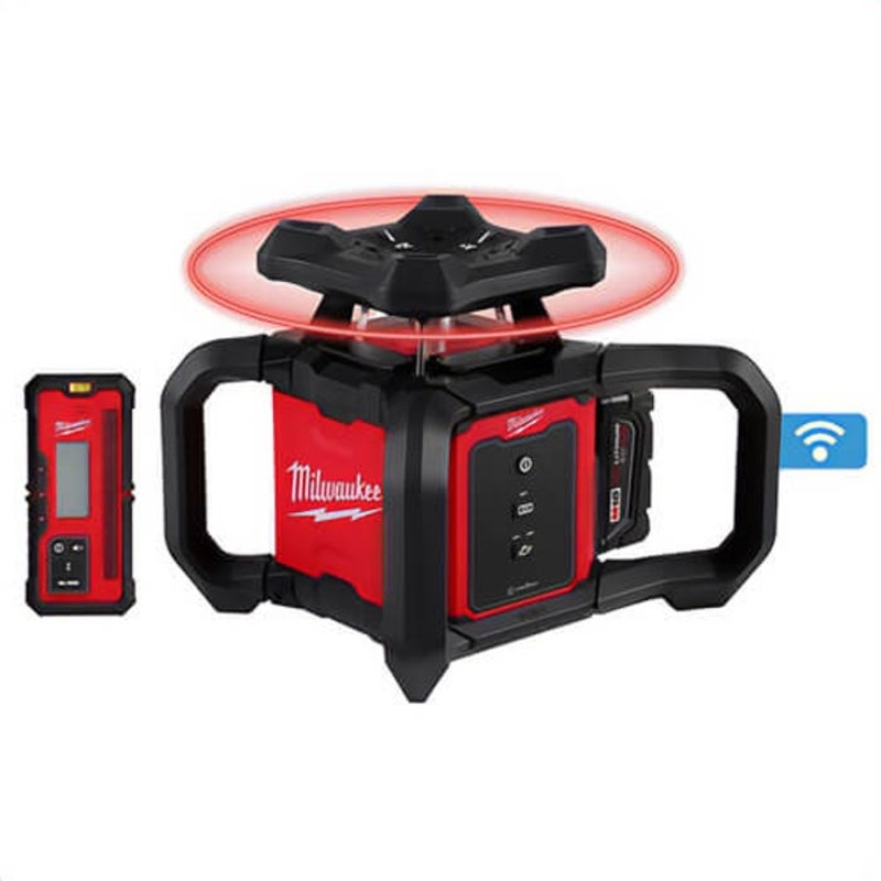 Milwaukee 3701-21 M18 Red Exterior Rotary Laser Level Kit with Receiver