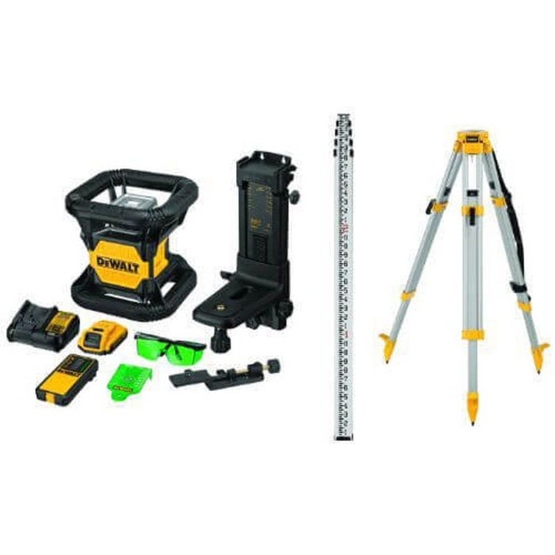 DeWALT DW079LGK Class 3 Rotary Laser Kit, 1/16 in at 100 ft Accuracy, 20 V, 150, 300, 600, 1200 rpm Rotation Speed, 2000 ft Range