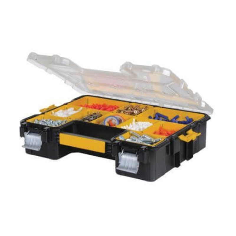 DeWALT DWST14825 Professional Tool Organizer with Latch, 4-1/2 in H x 14 in W, Metal/Plastic, Black/Clear