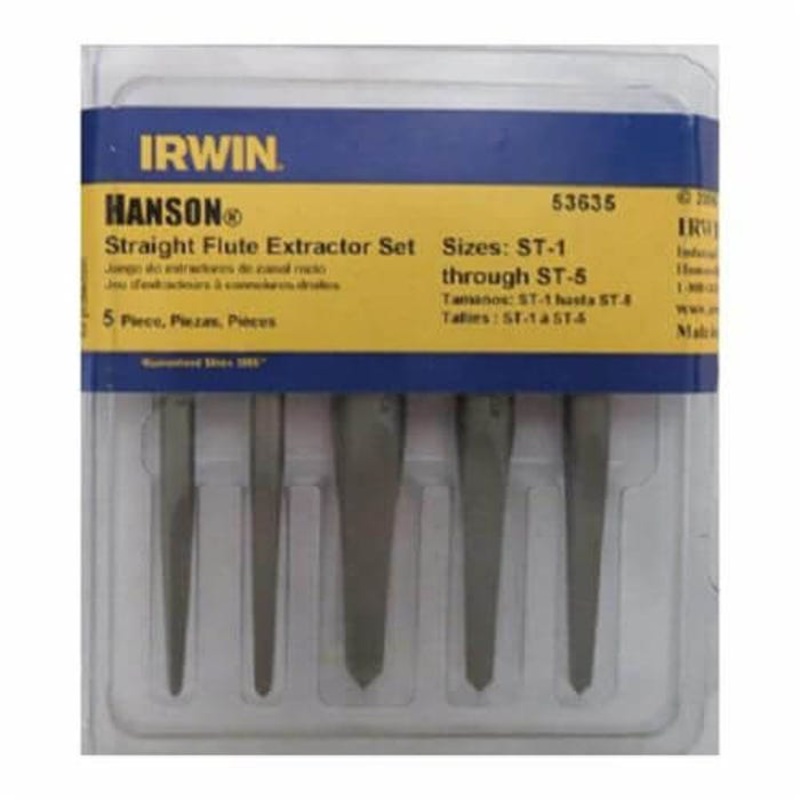 Irwin 53635 536 Series Straight Flute Screw Extractor, ST-1 to ST-5, 5 pc