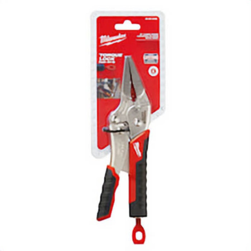 Milwaukee 48-22-3409 Torque Lock Locking Plier with Wire Cutter, 2-1/2 in Nominal, Forged Alloy Steel Long Nose Curved Jaw