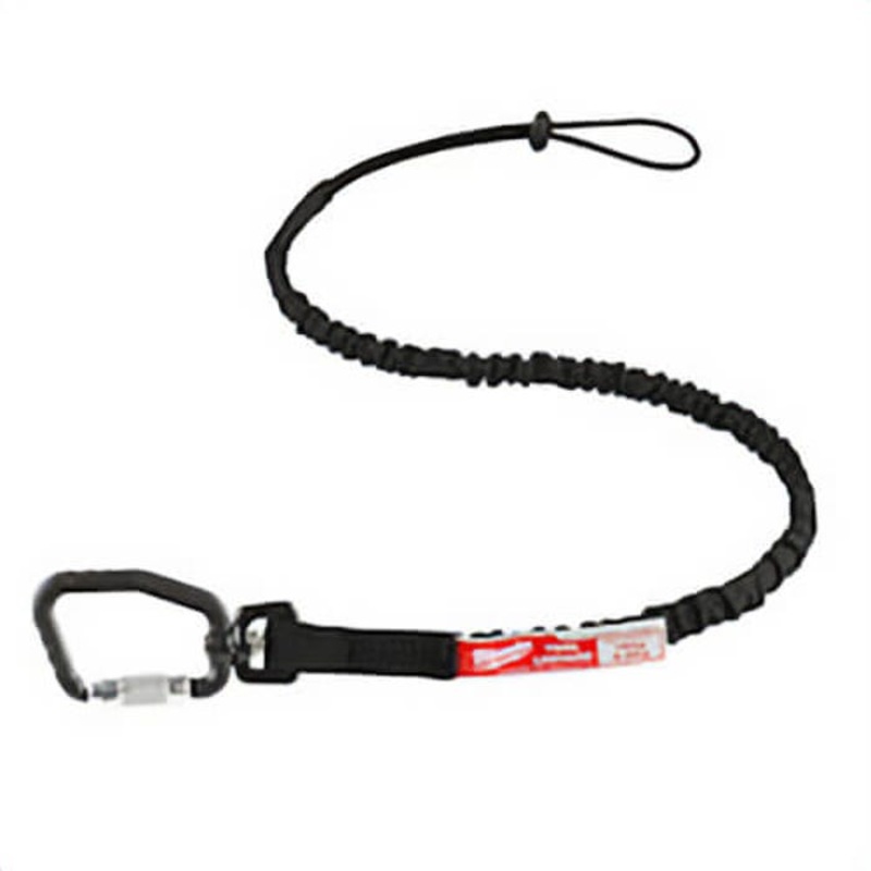 Milwaukee 48-22-8815 Locking Tool Lanyard, 15 lb Capacity, Loop/Carabiner Connection, Nylon/Rubber