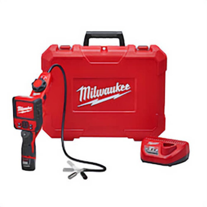Milwaukee M12 2317-21 Cordless Inspection Camera Cable, 12.5 mm dia x 3 ft L Probe, 3-1/2 in LCD Display, Black/Red