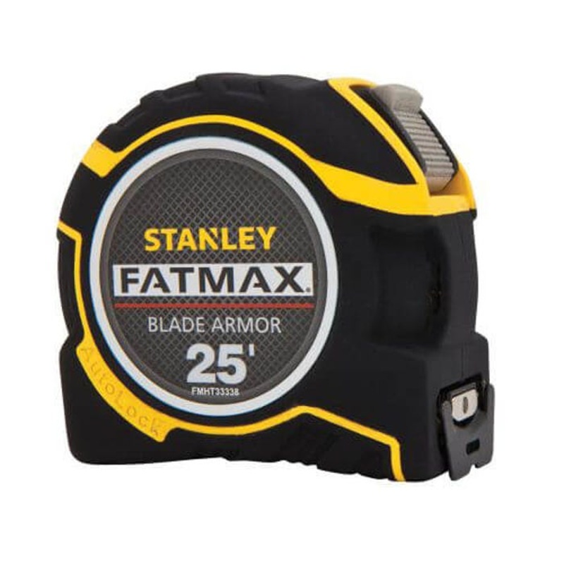 Stanley FatMax FMHT33338L Measure Tape, 25 ft L x 1-1/4 in W Blade, BladeArmor Metal Blade, 1/16 in Graduation