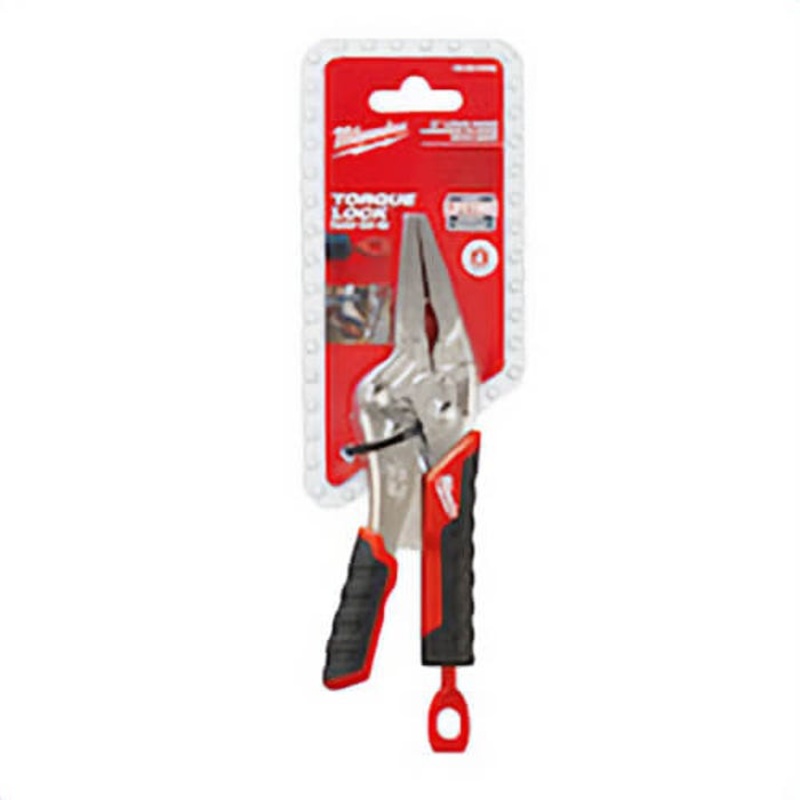 Milwaukee 48-22-3406 Torque Lock 1-Handed Lever Locking Plier, 2-13/32 in Nominal, Alloy Steel, Long Nose Curved Jaw