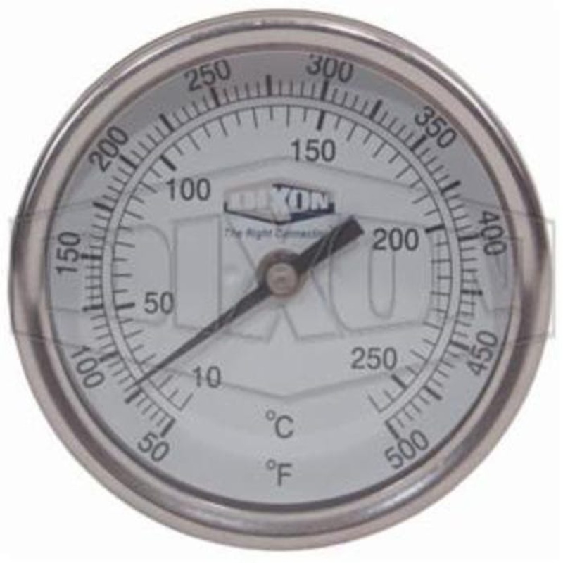 Dixon 30040104 Model 30 Thermometer, 50 to 500F , 1 % Accuracy, 1/2 in MNPT Connection