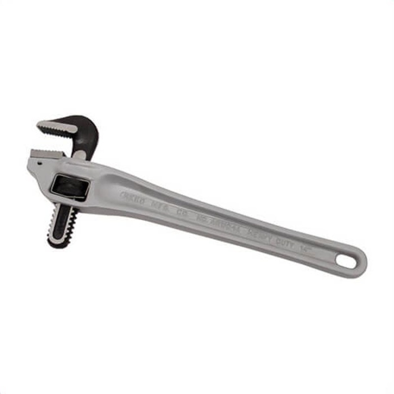 Reed ARWO14 Heavy Duty Offset Pipe Wrench, 1/4 to 2 in, 14 in OAL, Hook Jaw, Titanium Aluminum Alloy Handle, 2 in Jaw, 90 Offset