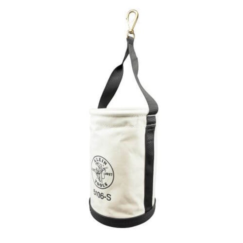 Klein 5106S Heavy Duty Straight Wall Bucket with Swivel Snap Hook, 14 in H, 1 Pockets, #6 Canvas