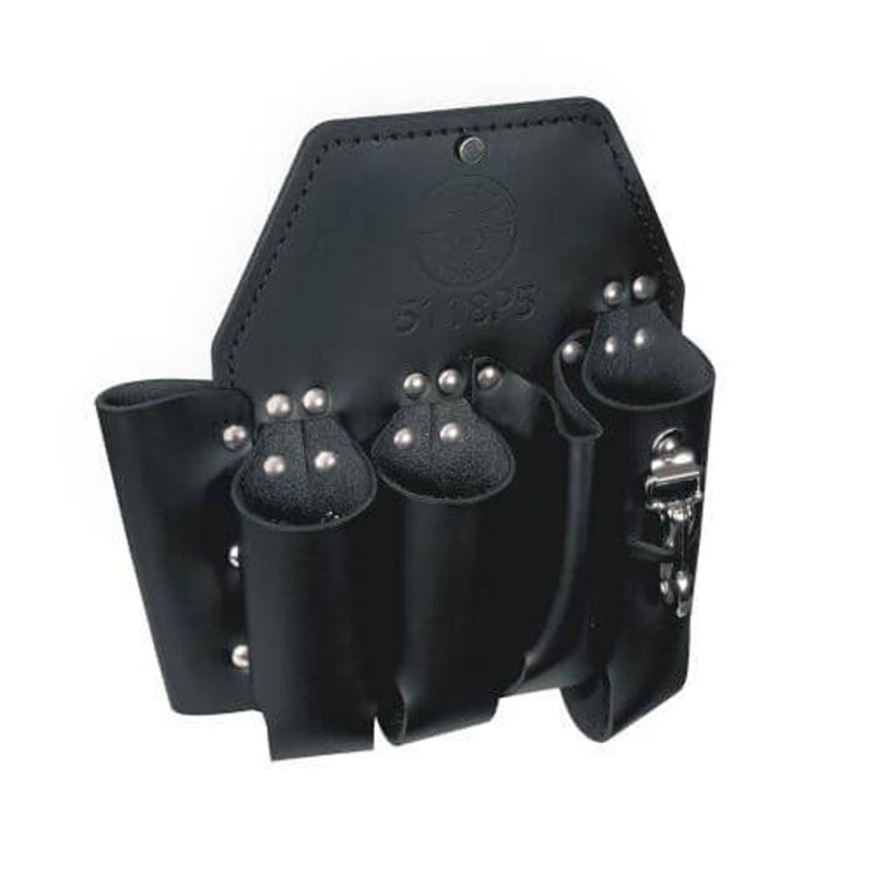Klein 5118P5 4-Pocket Lineman's Tool Pouch, Leather, Black