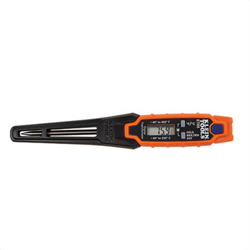 Klein ET05 Pocket Thermometer, -40 to 482F, 3 in Stem Length, Stainless steel Stem, Digital Display, LR44 Battery