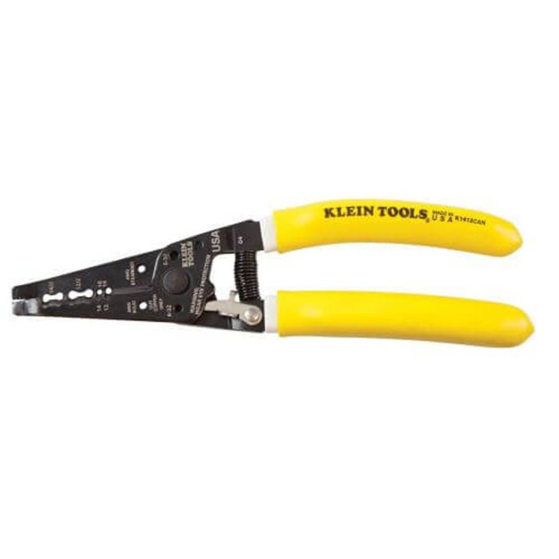 Klein K1412CAN Klein-Kurve Wire Stripper, 14 to 12 AWG NMD-90 Romex/Solid/Stranded Cable, 7-3/4 in OAL, 32 to 6 AWG Shearing