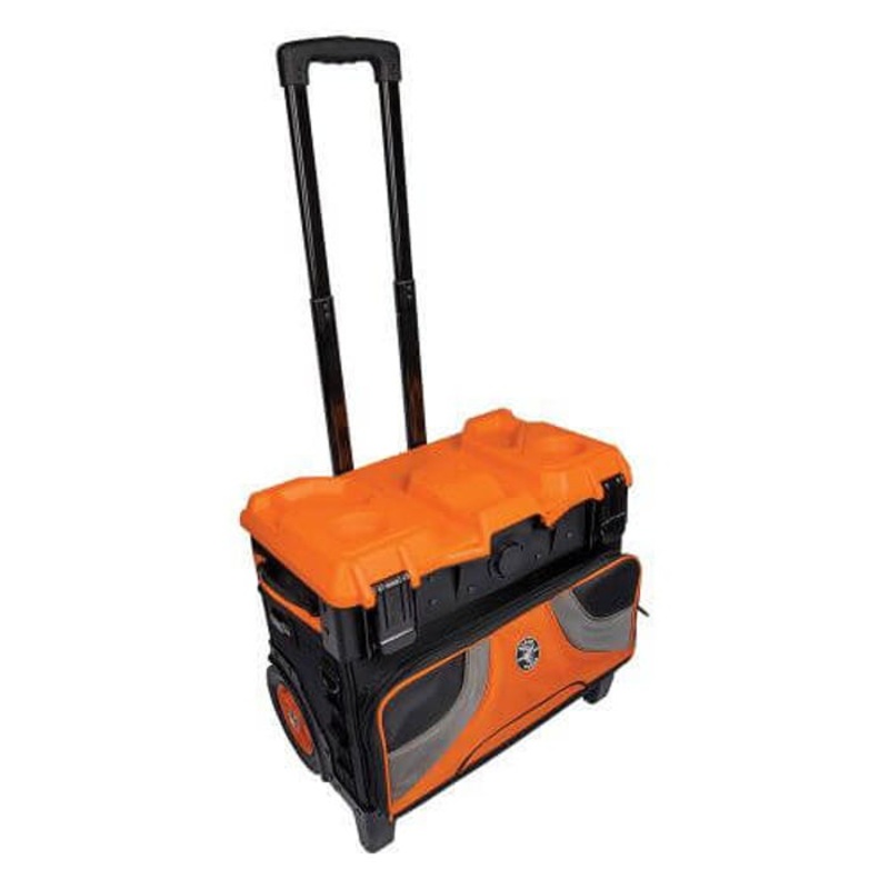 Klein Tradesman Pro 55473RTB Tool Master Rolling Tool Bag, 1680D Ballistic Weave, Black/Orange