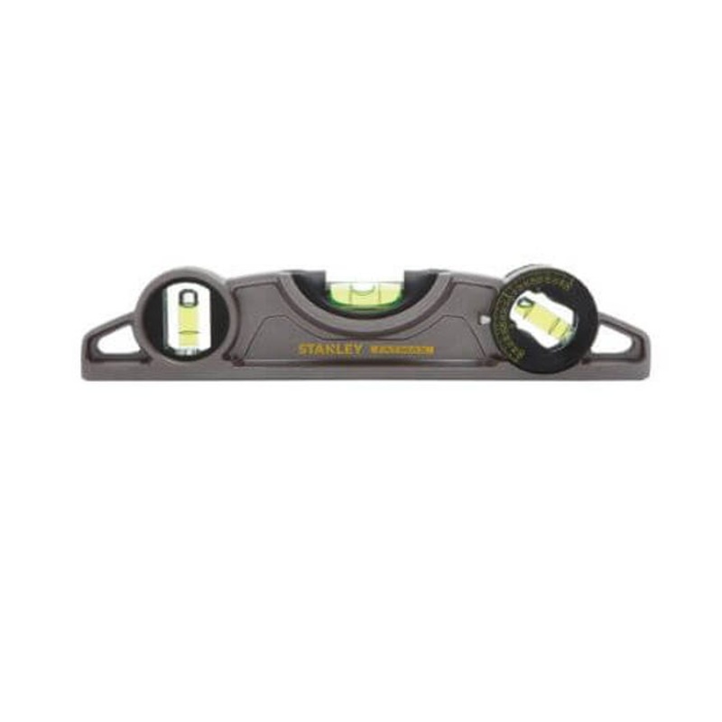 Stanley FatMax FMHT43610 Magnetic Torpedo Level, 9 in L, 3 Vials, Die Cast Aluminum, (1) Level/(2) Plumb Vial Position, 0.0005 in Accuracy