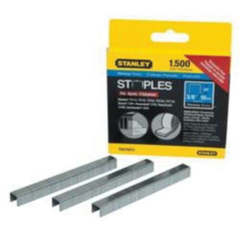 Stanley TRA706TCS TRA700 Heavy Duty Narrow Crown Staples, 3/8 in L Leg, Chisel Point, Steel, 27/64 in W Crown