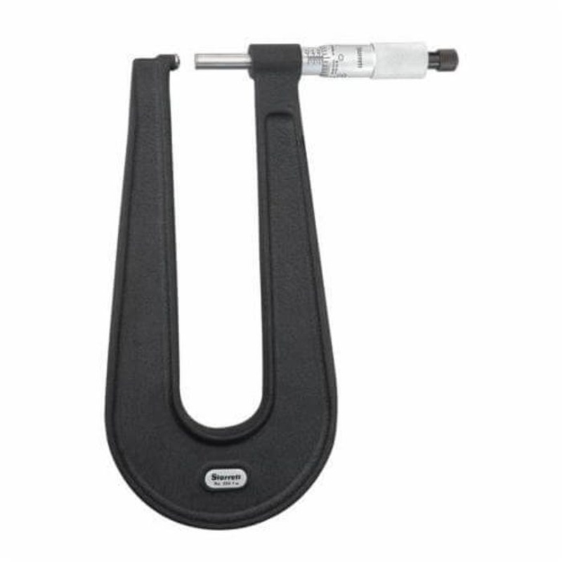 Starrett 222BXR-1 Sheet Metal Micrometer, 0 to 1 in Measuring, Graduations 0.001 in, Carbide Tip, Satin Chrome