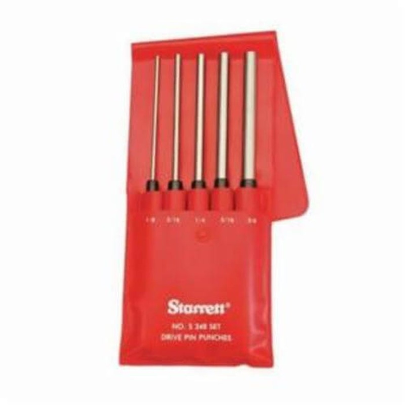 Starrett S248PC Extra Long Drive Pin Punch Set, Standard Style, 1/8 to 3/8 in Punch, 5 pc