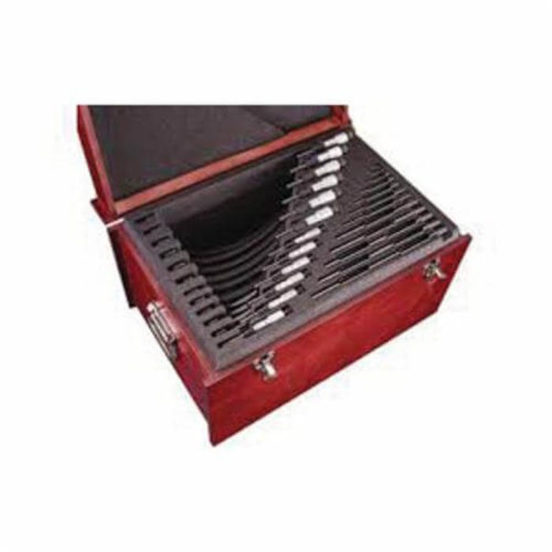 Starrett S436EXRLZ Outside Micrometer Set, 12 pc, 0 to 12 in Range 0.001 in Graduations, Carbide Tip