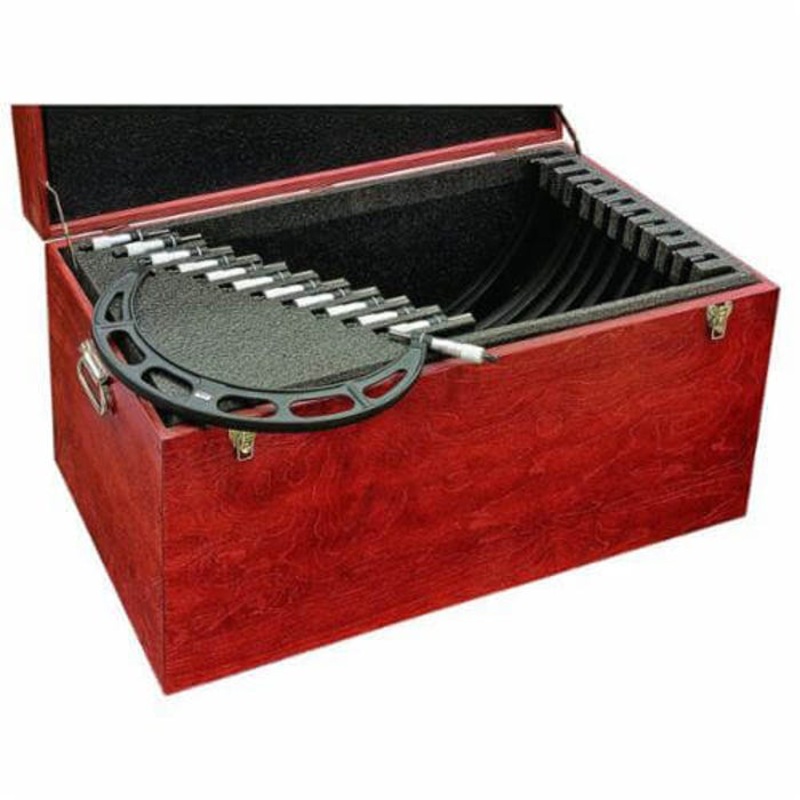 Starrett S436FXRLZ Outside Micrometer Set, 12 pc, 12 to 24 in Range 0.001 in Graduations, Carbide Tip