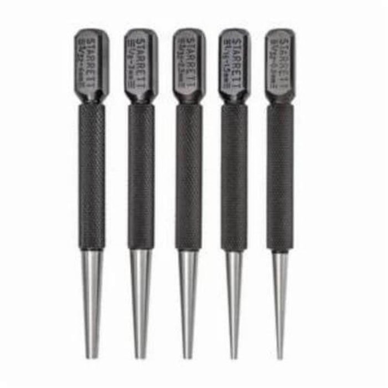Starrett S800PC Nail Punch Set, 1/32 to 5/32 in Punch, 5 pc