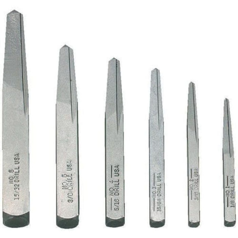 Williams JHWEXS-30 Screw Extractor Set, Straight Tapered Flute, Imperial, 1/8 in, 6 pc, Steel