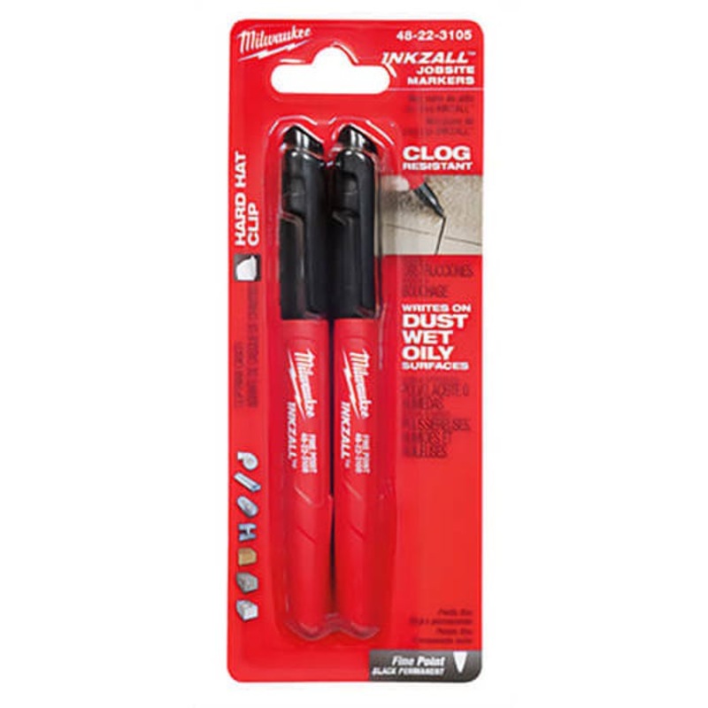 Milwaukee 48-22-3105 Permanent Industrial Marker, Fine Line Tip, Acrylic, Black
