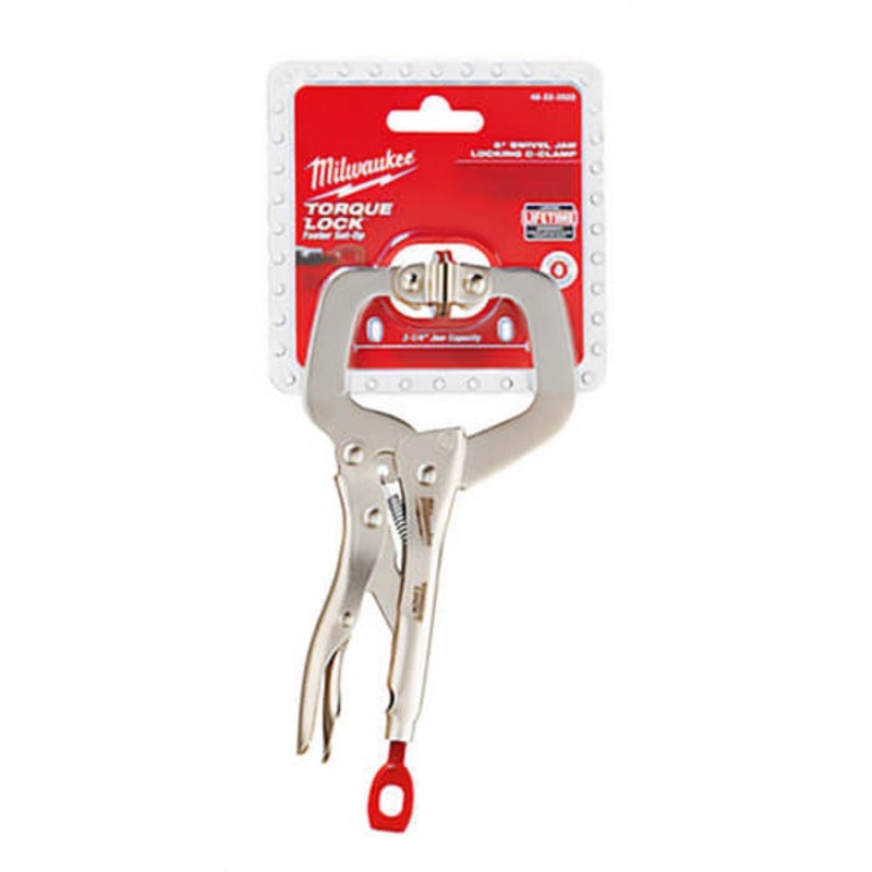 Milwaukee 48-22-3522 Swivel Jaw Locking C-Clamp, Polished Chrome, 2-1/4 in D Throat, 1/2 in Jaw Opening, 6 in Jaw, Forged Alloy Steel