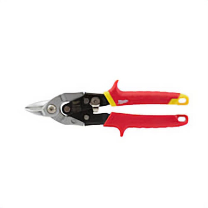 Milwaukee 48-22-4500 Aviation Snip, 18 ga Cold Rolled Steel/22 ga Stainless Steel Cutting, 4-1/2 in L of Cut, Bulldog Serrated Snip, Steel Blade