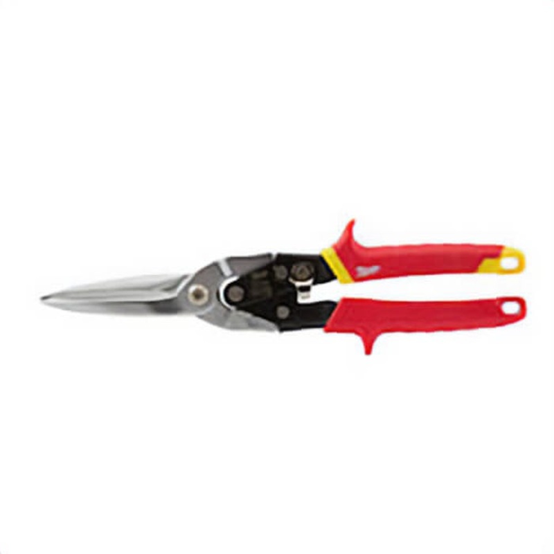 Milwaukee 48-22-4537 Aviation Snip, 18 ga Cold Rolled Steel/22 ga Stainless Steel Cutting, 6-1/2 in L of Cut, Long Cutting Straight Snip, Steel Blade