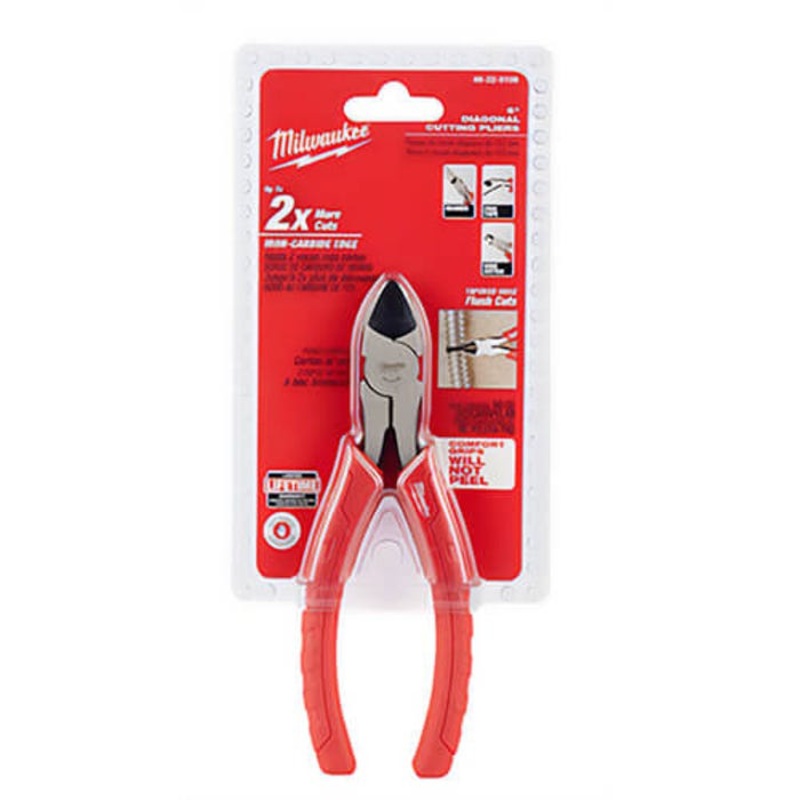 Milwaukee 48-22-6106 Gen II diagonal Cutting Plier, 0.92 in, 11/32 in Nominal, 0.78 in L x 0.375 in W Steel Tapered Jaw, 6 in OAL, Flush Cut
