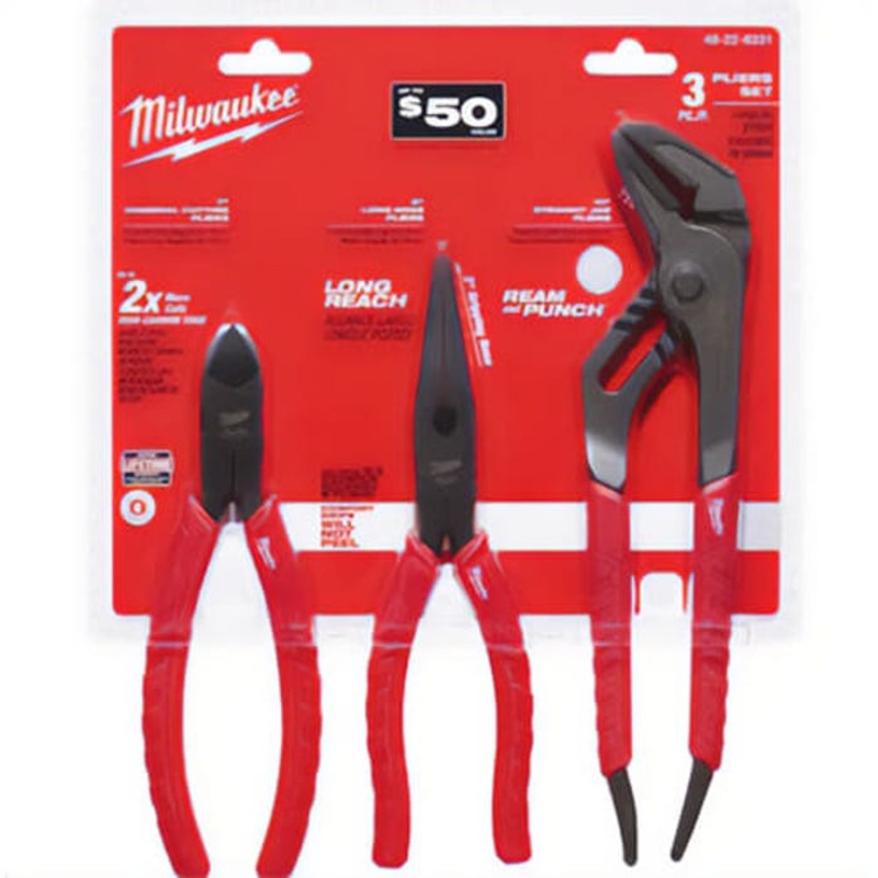 Milwaukee 48-22-6331 Plier Kit with Fixed Pocket, 3 pc