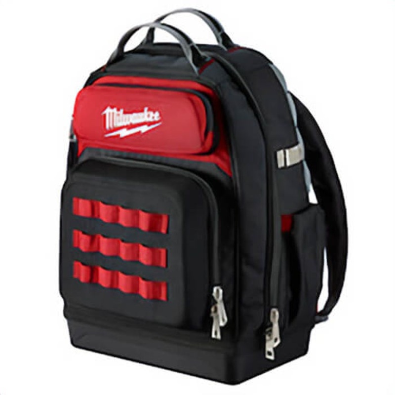 Milwaukee 48-22-8201 Zipper Ultimate Jobsite Tool Backpack, 1680D Ballistic Nylon, Black/Red