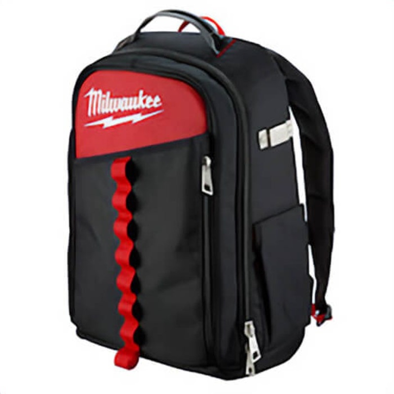 Milwaukee 48-22-8202 Low Profile Backpack, 1680D Ballistic Nylon, Black/Red