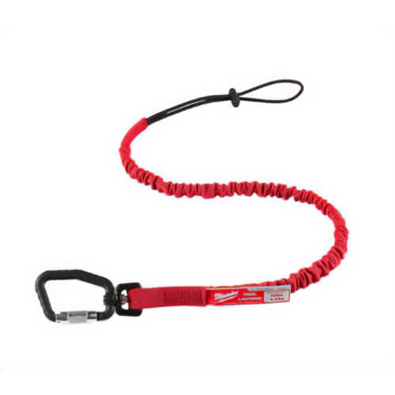 Milwaukee 48-22-8810 Locking Tool Lanyard, 10 lb Capacity, Loop/Carabiner Connection, Nylon/Rubber
