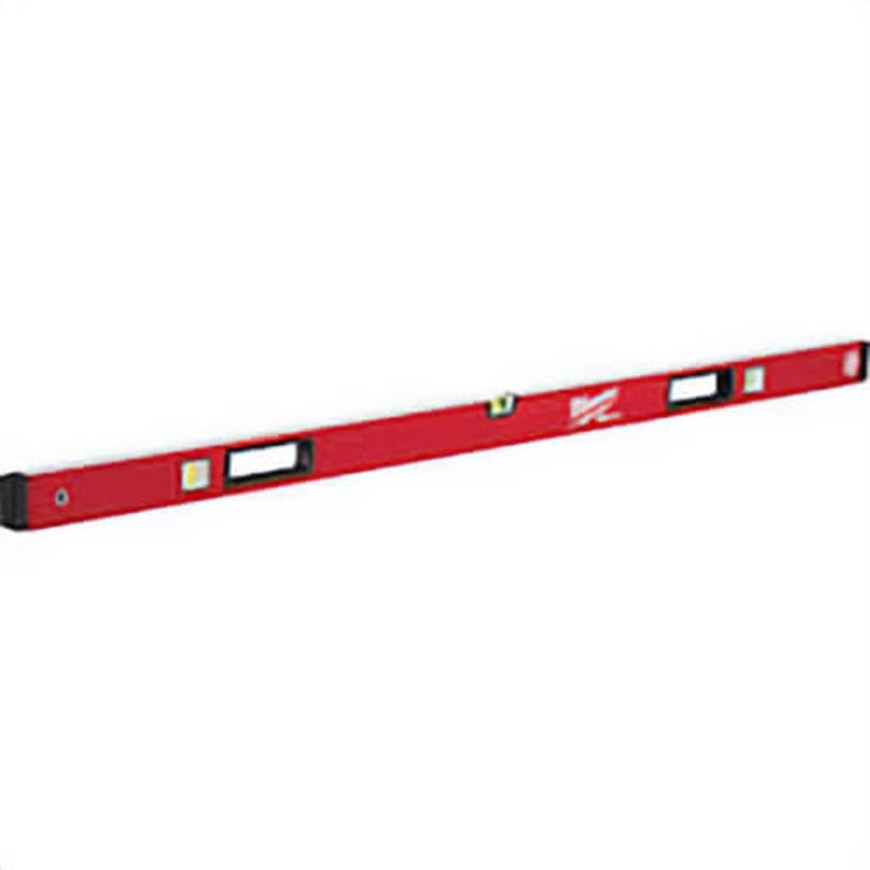 Milwaukee Redstick MLBX59 Box Level, 59 in L, 3 Vials, Aluminum, (1) Level/(2) Plumb Vial Position, 0.0005 in/in Accuracy