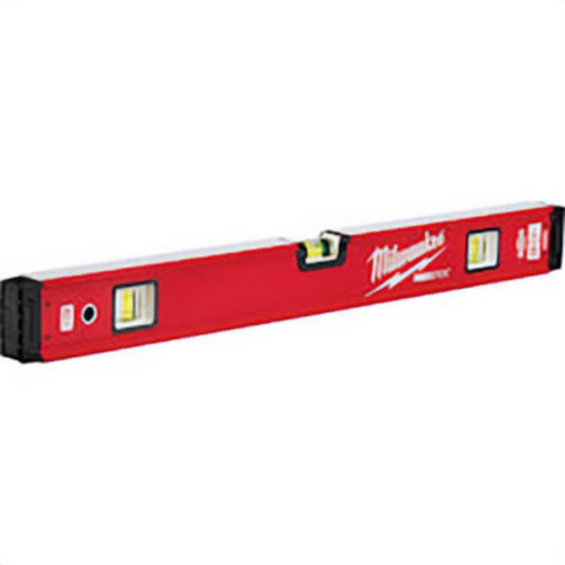 Milwaukee Redstick MLBXM24 Magnetic Box Level, 24 in L, 3 Vials, Aluminum, (1) Level/(2) Plumb Vial Position, 0.0005 in/in Accuracy
