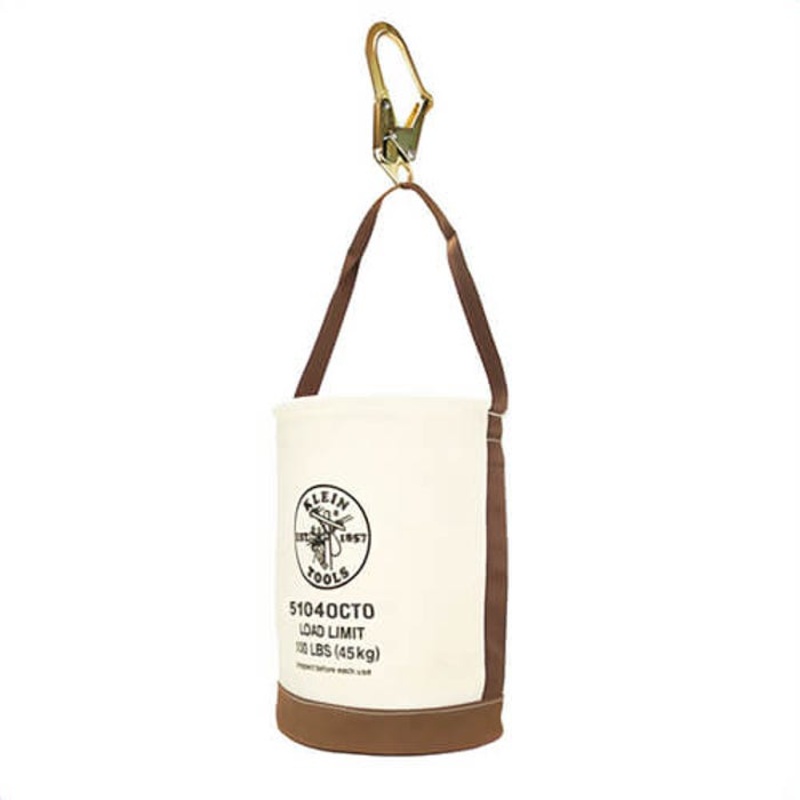 Klein 5104OCTO Bucket Bag, Bottom, 12 in dia Size, 15 in Overall Height, 100 lb Capacity, Canvas/Leather