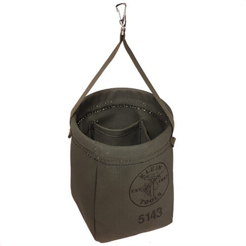 Klein 5143 Tapered Bottom Bag, 6-1/2 in dia x 8 in H Outside, Canvas, Black, 2 Compartments