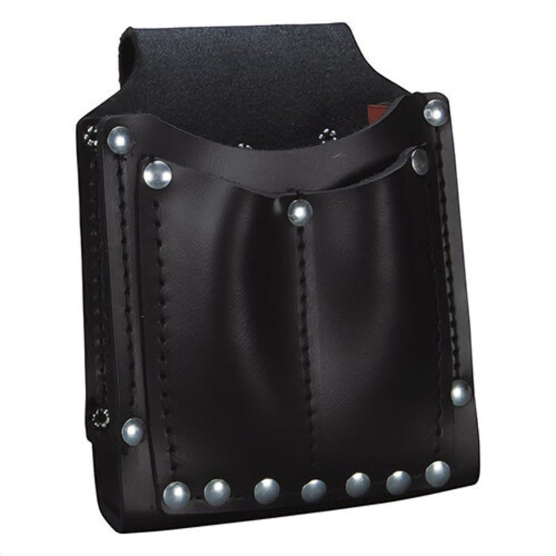 Klein 5145 Utility Pouch, Multi pocket, 3 pocket, Leather, Black, 7 in H x 5-1/4 in W x 7 in D