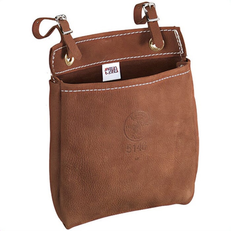 Klein 5146 All Purpose Bag, Belt Strap, 1 pocket, Leather, Brown, 9 in L x 8 in W x 3 in D