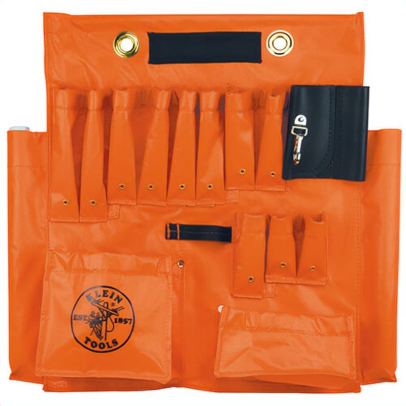 Klein 51829M Aerial Apron with Magnet, 18 Pockets, Vinyl, Orange