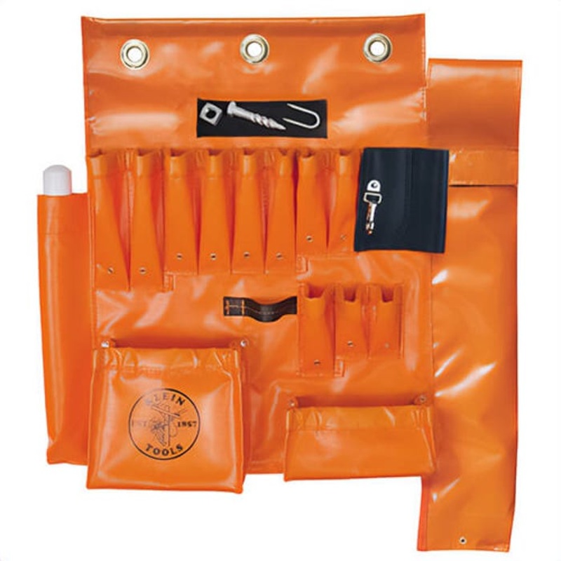 Klein 51829MHS Aerial Apron with Magnet, 16 Pockets, Vinyl, Orange