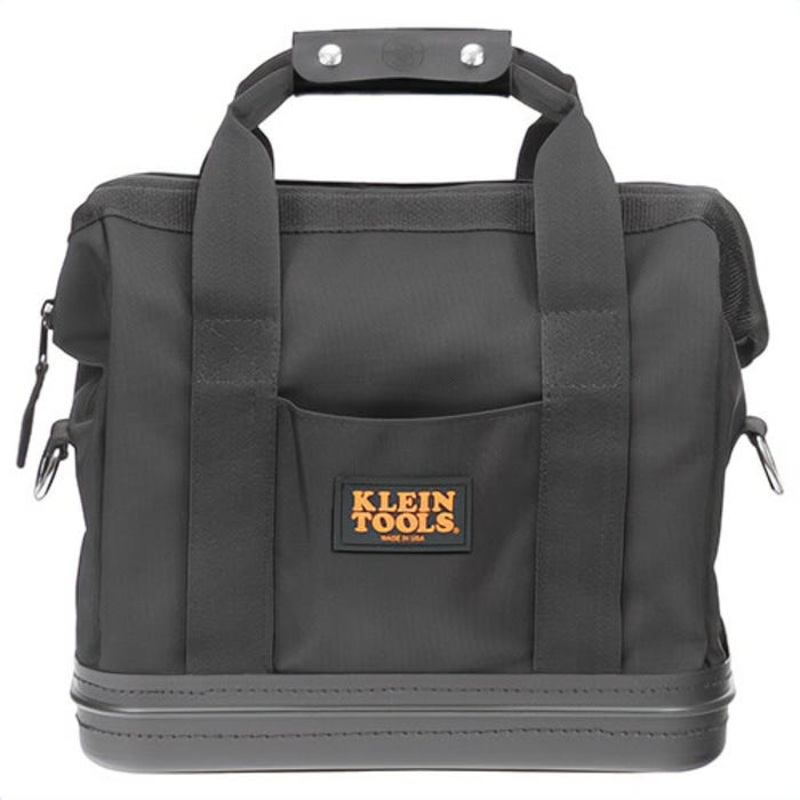 Klein 5200-15 Tool Bag, 15 in L x 8 in W x 14-1/2 in D Outside, Nylon/Vinyl, Black, 10 Compartments