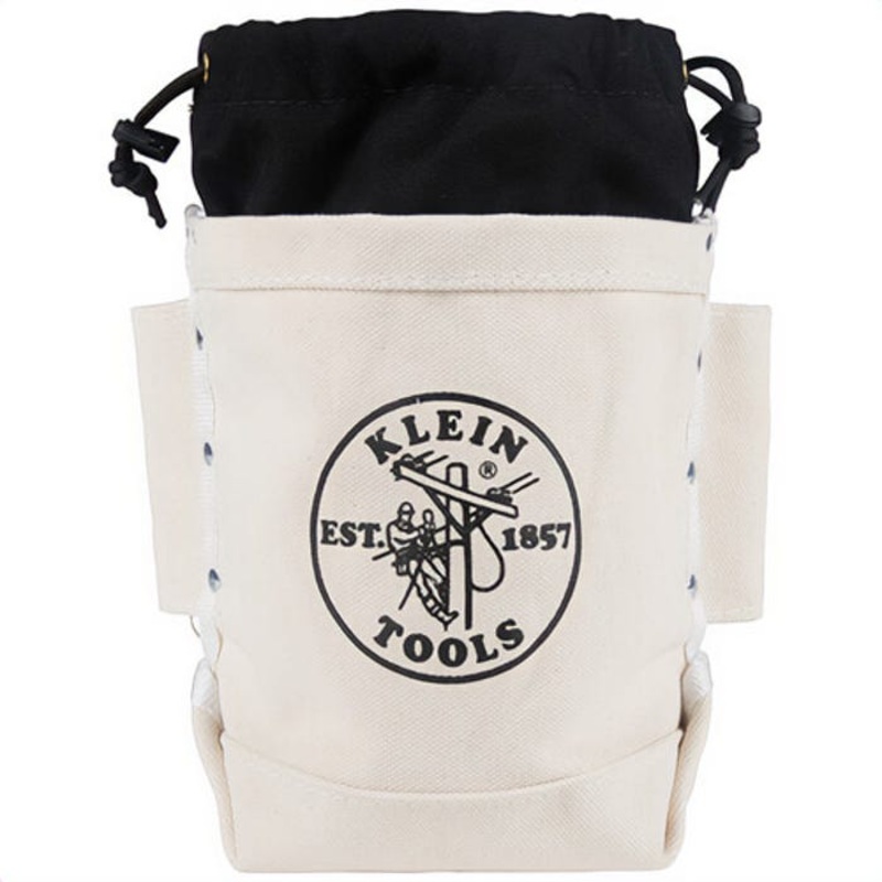 Klein 5416TCP Top Closing Bolt Bag, Extra Tall Tunnel, 3 pocket, Canvas, Tan, 5 in L x 9 in W x 12 in H